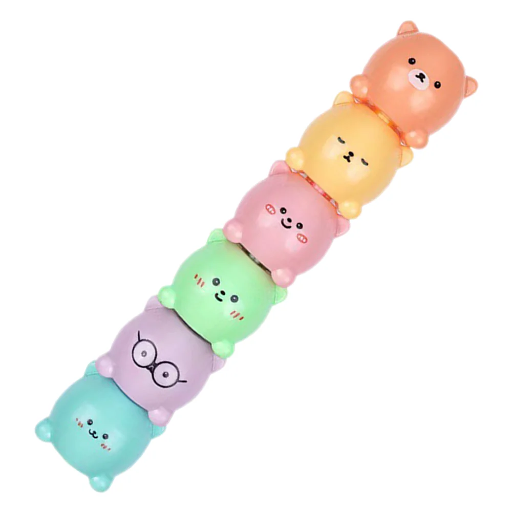 곰 하이라이터 쌓을 수 있는 마커, 다기능 마킹 펜, 작고 귀여운 하이라이터, 책갈피 학교 블록