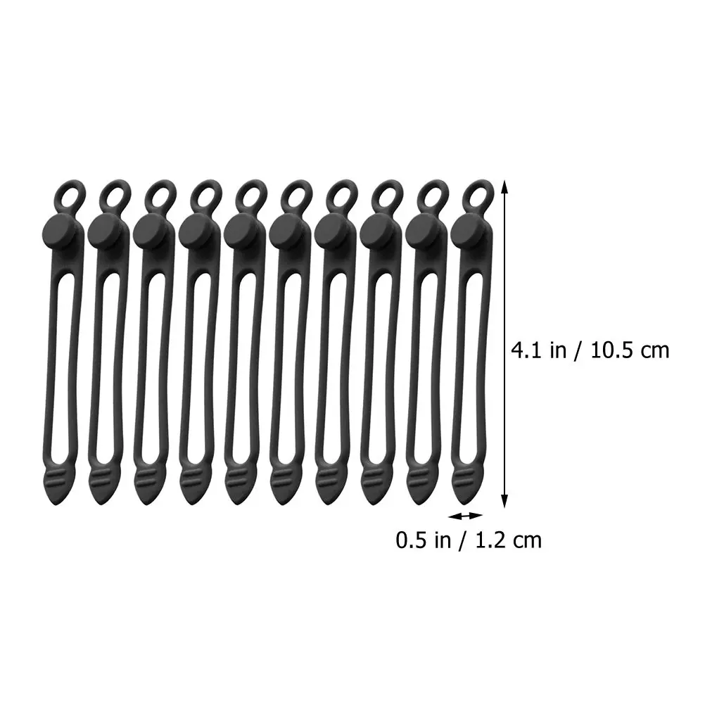 10Pcs 유연한 실리콘 케이블 타이 재사용 가능한 코드 랩 데스크탑 케이블 관리용 코드 홀더 세트 와이어 정리기 USB 데이터