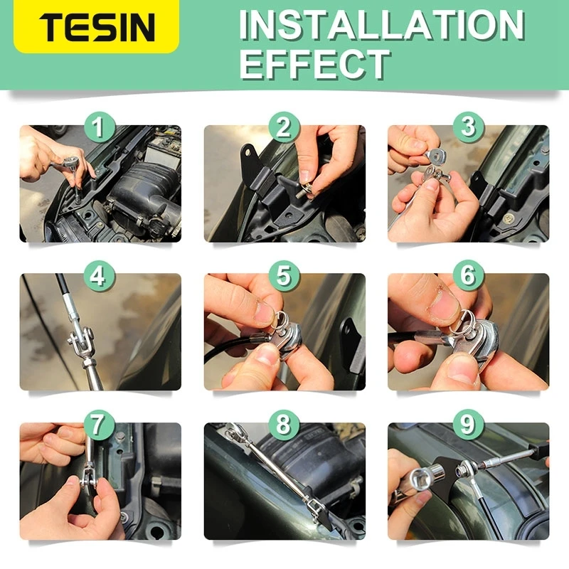 TESIN 자동차 엔진 후드 장애물 제거 로프 림 라이저 보호대 키트, 스즈키 짐니 2007-2011/2012-2017 용 외부 액세서리