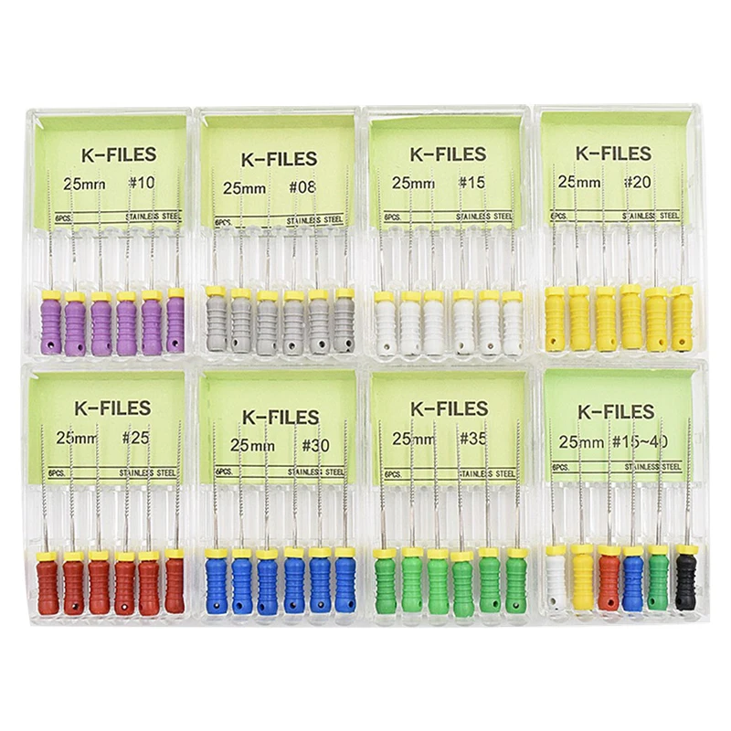 

6Pcs/Pack Endodontic Treatment Root Canal Files 25mm K Files Stainless Steel Dental Endo Files Dentist Instrument Tools