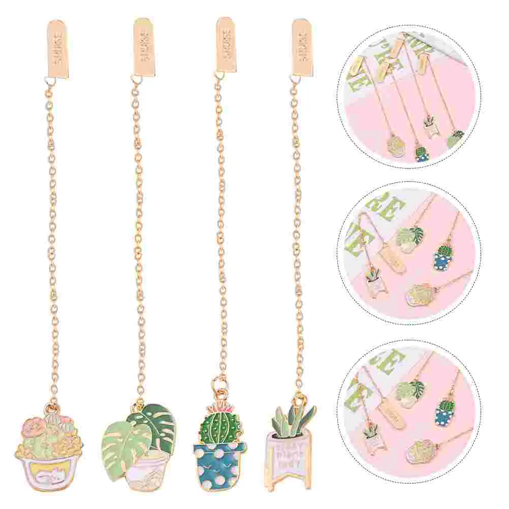 

4 Pcs Plant Bookmark Bookmarks for Lovers Manual Booktabs Women Metal Bookmarkers