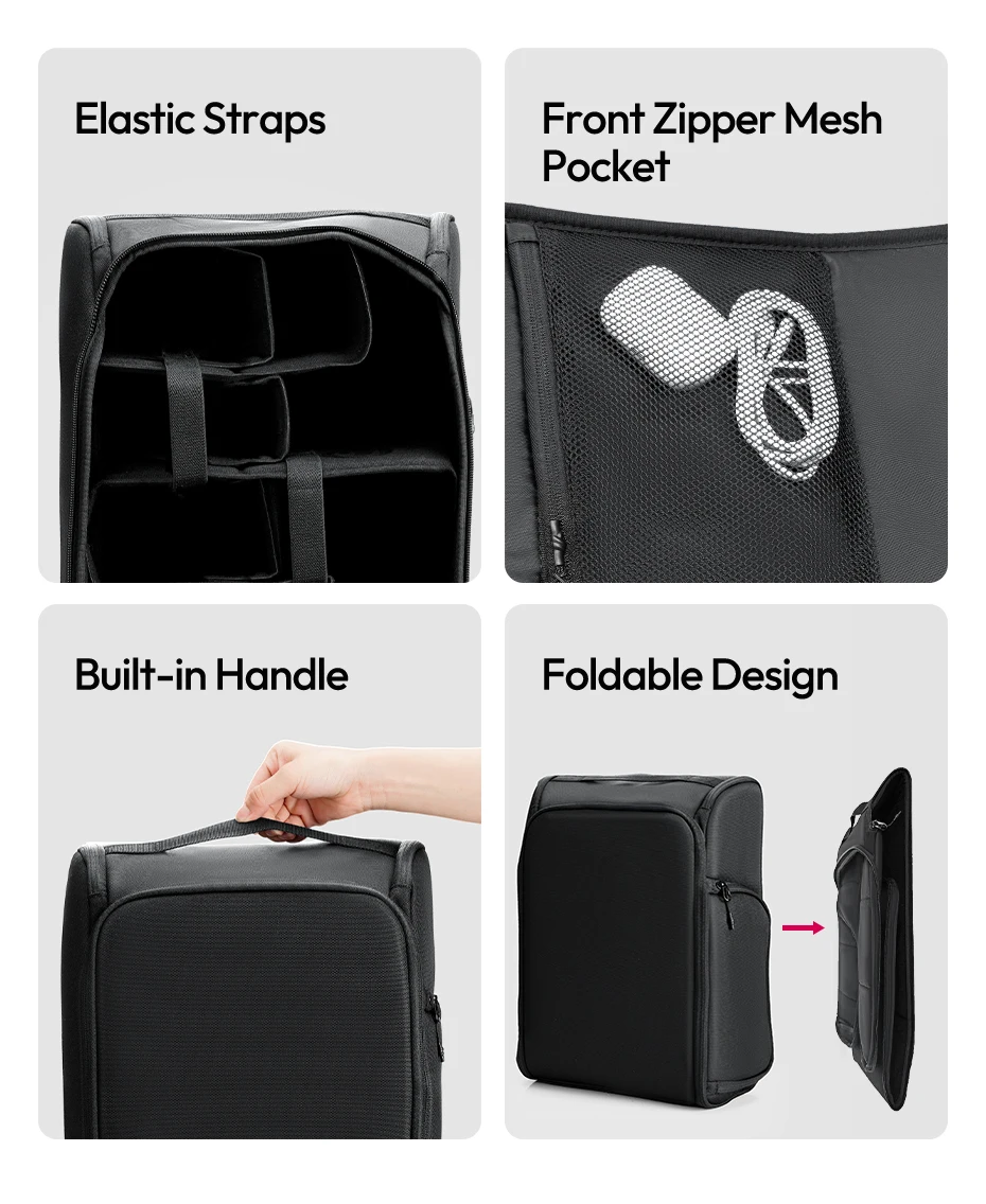Tactical Camera Backpack 28L with Side Pockets Dividers U-Shaped Opening Foldabl