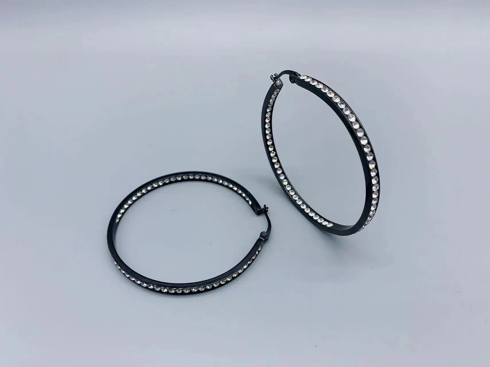 

Le Han Jewelry Inside And Outside Clear Cubic Zirconia Hoop Earrings 50MM