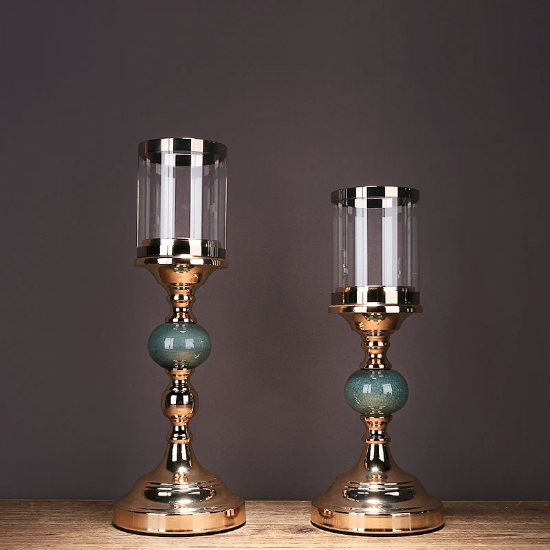 

Nordic Gold Candle Holders Candelabra Wedding Centerpieces For Tables Candlestick Glass Candle Holder Candles Home Decoration