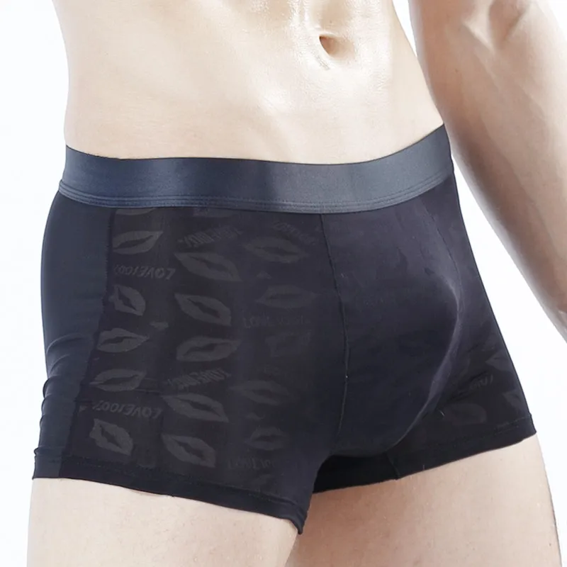 

Brand 3Pcs Mens Boxer Underwear Sexy Ultra-thin Ice Silk Men Boxershorts Underpants Transparent Mesh Gay Male Panties Lingerie