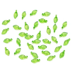 Set of Green Acrylic Leaf Charms for Jewelry Making and Crafts (100pcs Style 15)