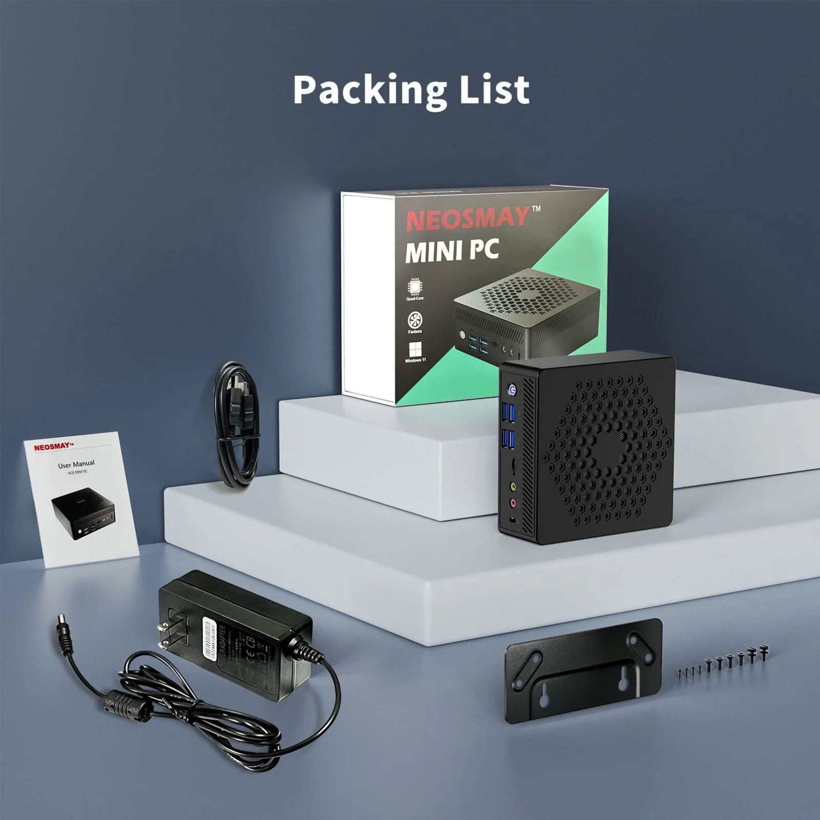 팬리스 미니 PC N200 미니 PC, 알더 레이크 N100 미니 컴퓨터, 윈도우 11 프로 DDR4, 16GB RAM, 256GB NVMe SSD, 4K WiFi 6 BT5.2