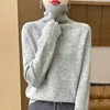 Fall/Winter new Women's sweater 100% Merino wool turtleneck pullover Fashion Color dot fork shoulder warm base knit shirt 6