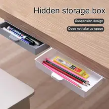 Cajón de almacenamiento debajo del escritorio, organizador de papelería Invisible, autoadhesivo, fondo de escritorio de oficina, caja de acabado de armario sin perforaciones