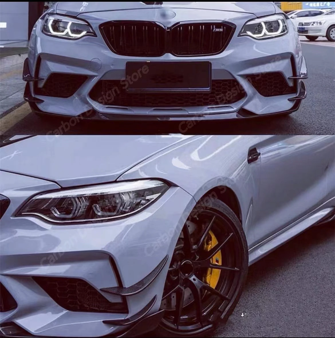 4 個 AC スタイル M2 F87 フロントバンパーカナードフィン BMW F87 M2