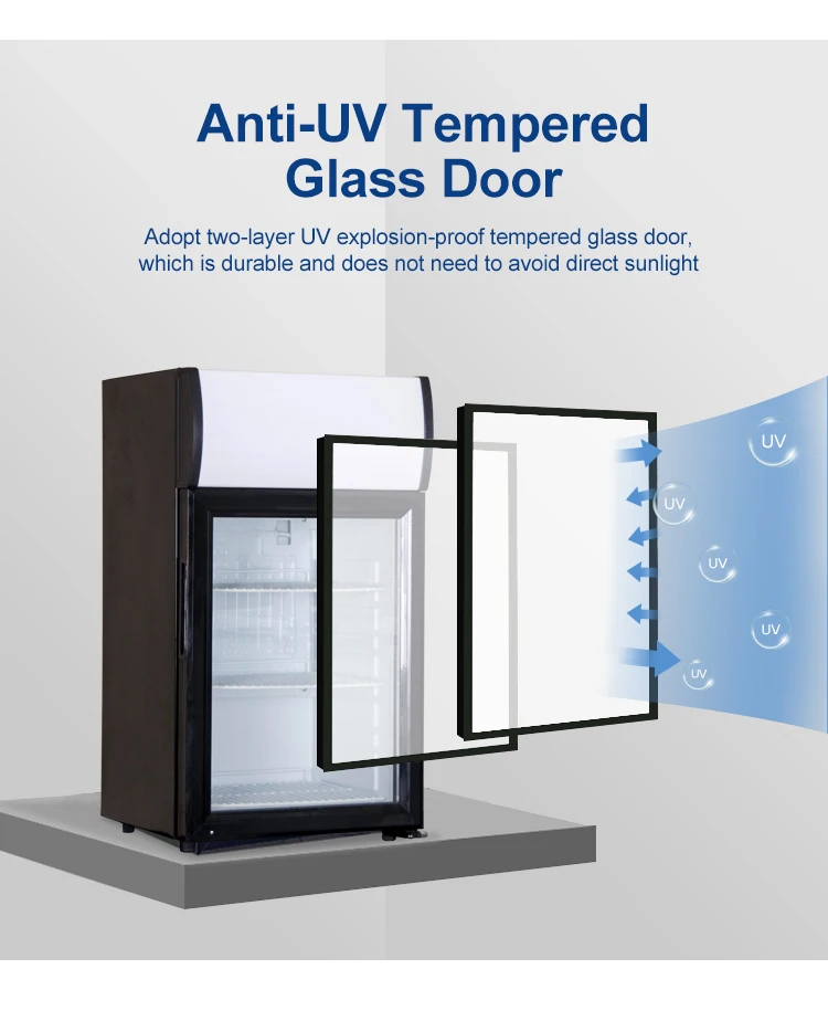 Vanace Small Refrigerator 25L 110V Compact Refrigerator Silent Light Box Commercial Mini Fridge With Glass Door