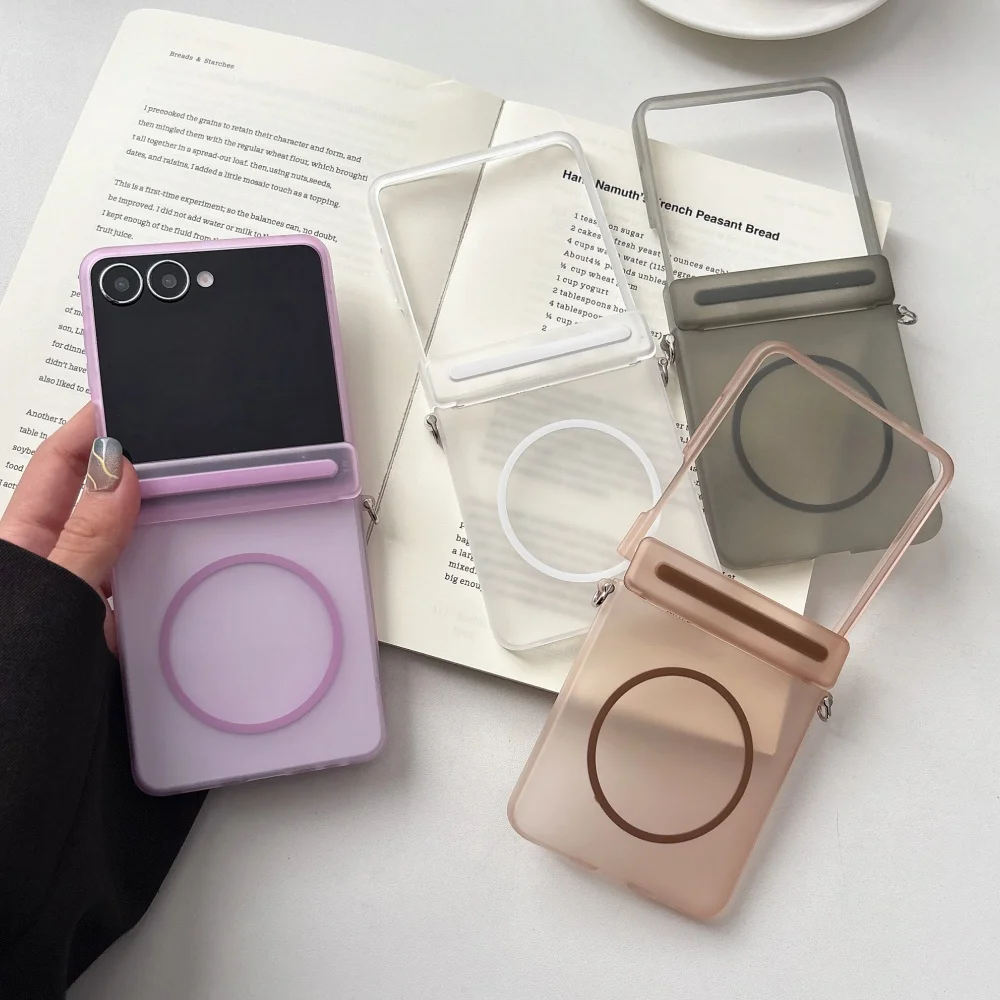 Matte Magnetic Wireless Charging Hinge Phone Case - Shockproof Ultra-Thin Hard Cover