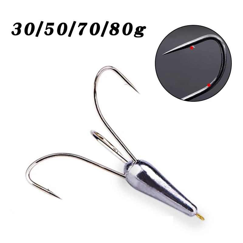 1PC Carbon Steel Triple Hook Replacement  Treble Fishing Hook Four Anchor Hooks For Trout Tuna SalmonSea Fishing Tackle