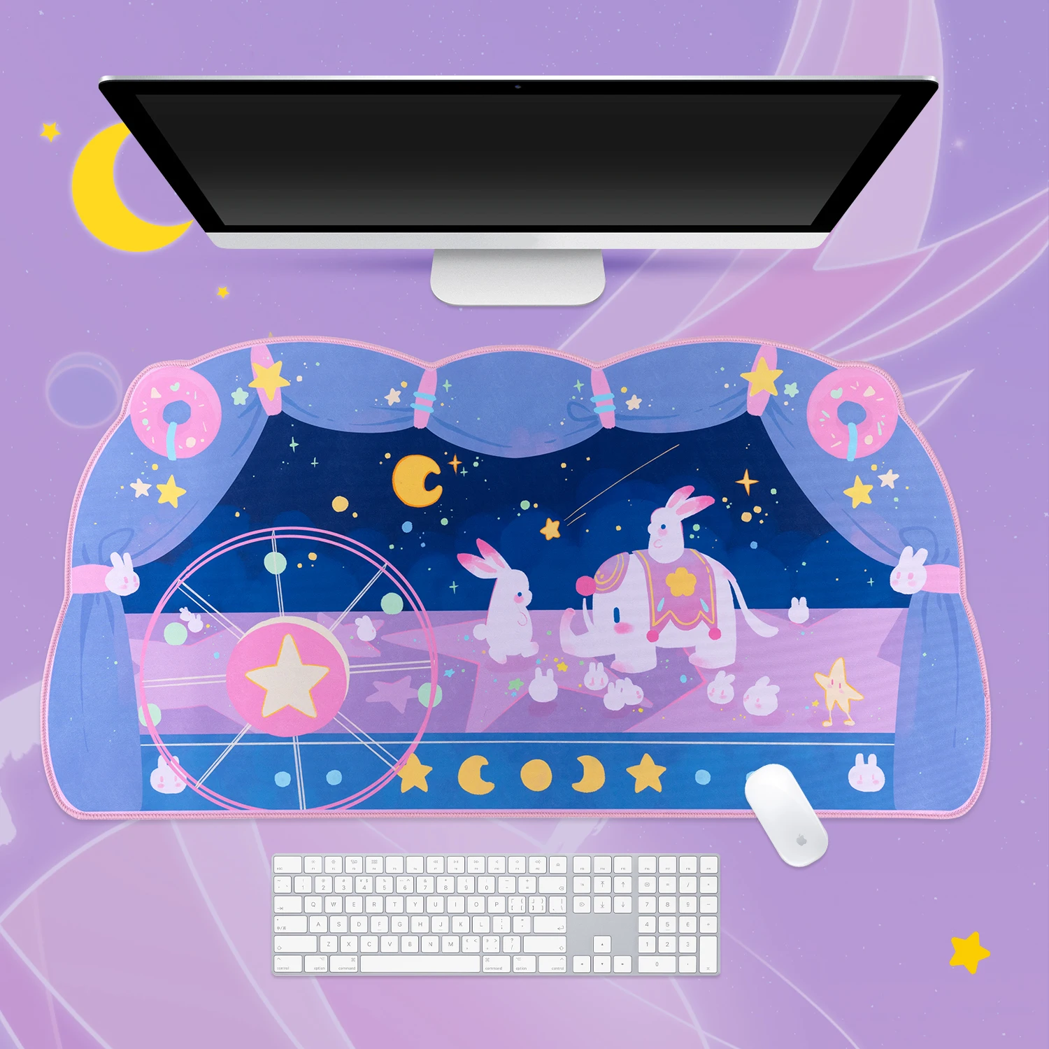 Kawaii Desk Accessories Gaming Pastel Purple Kawaii Mouse Pad Large