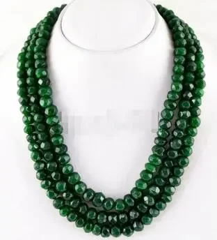 AAA Natural 3 Rows Faceted 5x8mm Blue Sapphire Gems Beads Necklace 17-19''