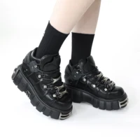 2025 New Brand Punk Style Women Shoes Lace-up heel height 6CM Platform Shoes Woman Rock Boots Metal Decor Woman Sneakers - Image 3