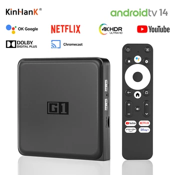 KINHANK G1 Android TV Box With Netflix 4K Ultra HD Google Certified Dolby Vision HDR10+  4G 32G WiFi6 Streaming Media Device 1