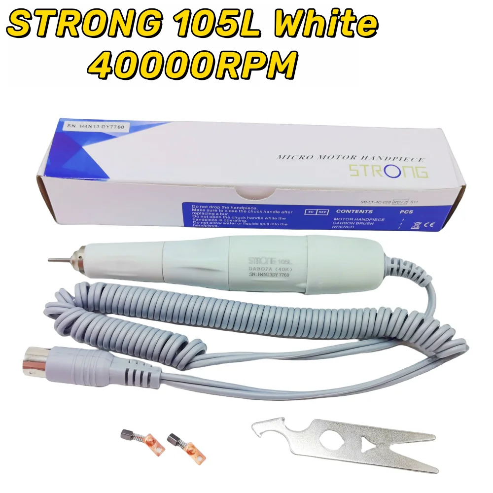 Nail Drill Pen 40K 105L White Micromotor Polishing Handpiece for STRONG 210 90 204 207B Dental Electric Manicure Machine Handle Nail Drill Bits Electric Nail Drill Electric Nail Polisher