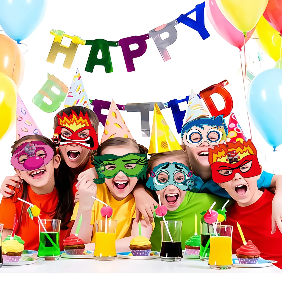Face Mask 12Pcs/Set Inside Out Birthday Party Kids Costume