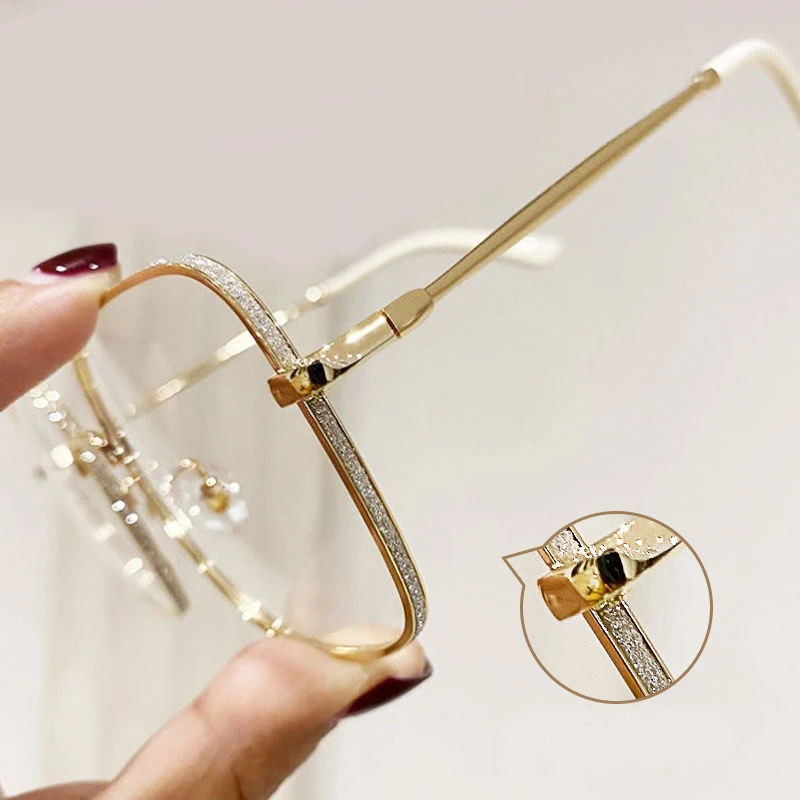 Big Size Square Myopia Glasses for Women Men Eyeglasses Metal Frame Prescription Eyewear 0~-6.0 Diopter 4