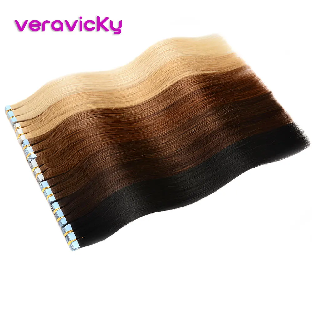 

Veravicky Tape in Hair Extensions Human Hair 16" to 24" 613# Platinum Blonde 50G Straight Seamless Tape ins Invisible Tape Hair