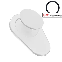Oval Magnetic Folding Mobile Phone Socket Holder with Grip and Support (White)
