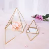 Glass Jewelry Box Golden Geometric Decorative Box Geometric Glass Pyramid Ring Holders for Wedding Birthday Gift S 3