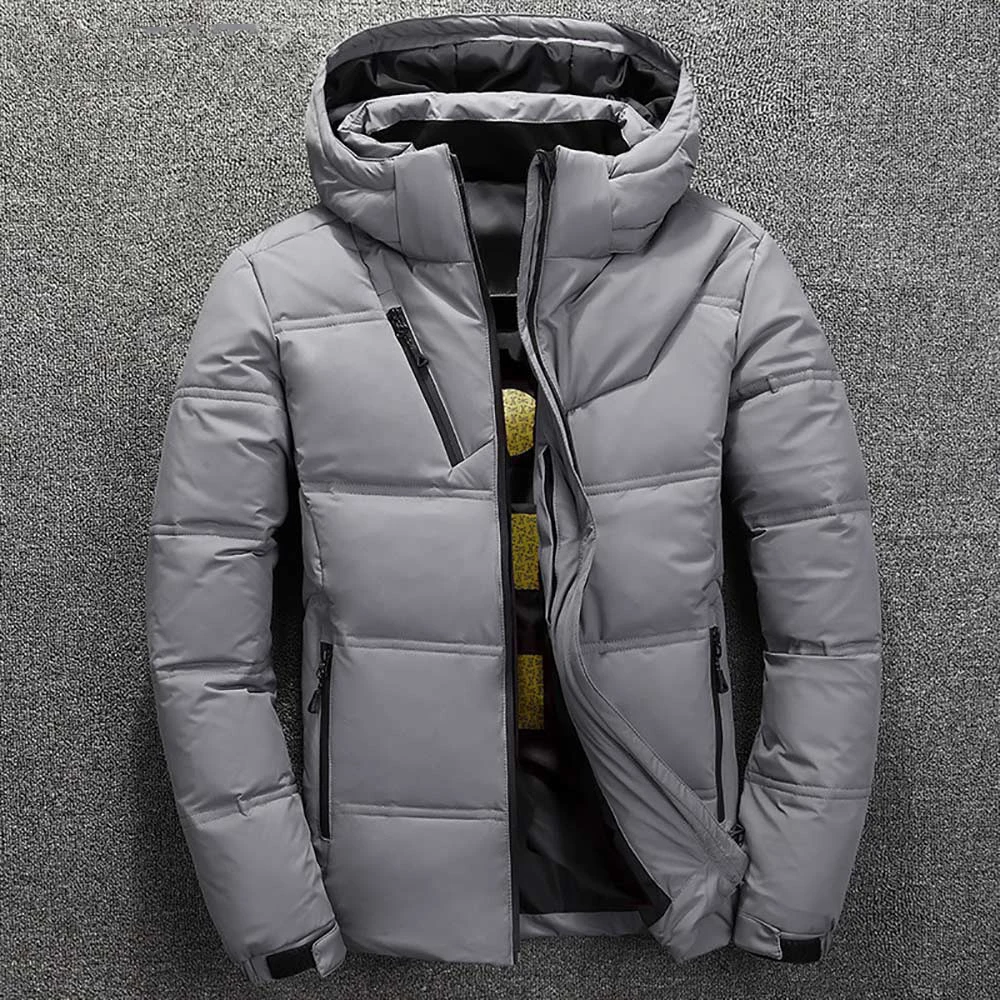 Men Jacket Coat Winter Warm Casual Autumn Stand Collar Puffer Thick Hat White Duck Parka Male Men's WinterDown Jacket with Hood