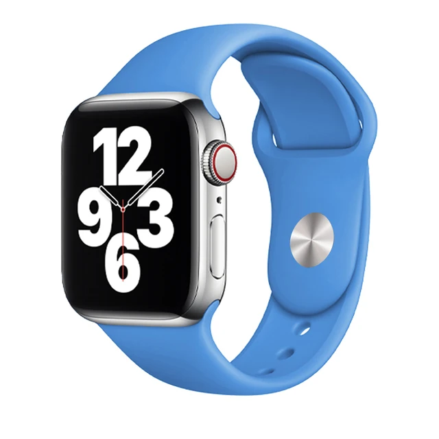 Silicone Strap For Apple Watch Band 44mm 41mm 45mm 40mm 38mm Smart Watch Sports Rubber Bracelet iWatch 6  Serie 7 SE Watchband Royal Blue