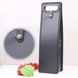 Elegant Red Wine Gift Carrier - Reusable PU Leather Bag with Handles (Single 7)