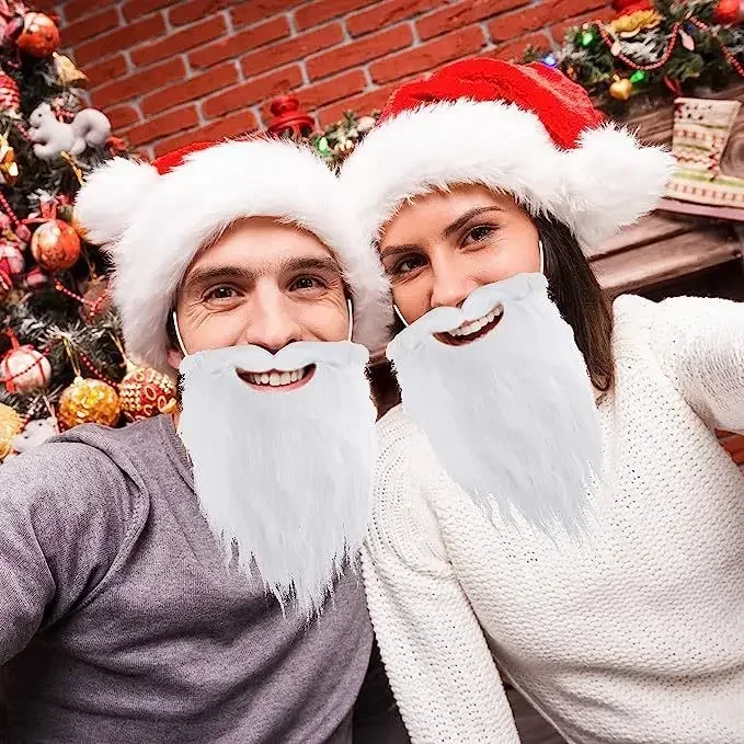 Weihnachts mann Bart acht Charakter Bart erwachsene Kinder Bart weiß gefälschten Bart 2024 neue Weihnachts dekoration Requisite – Detail 5