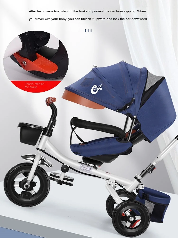 LazyChild Folding and Lying Children's Tricycle Bicycle 1-6 Years Old Baby Stroller Baby Light Bicycle Three Wheel Toddler Bike