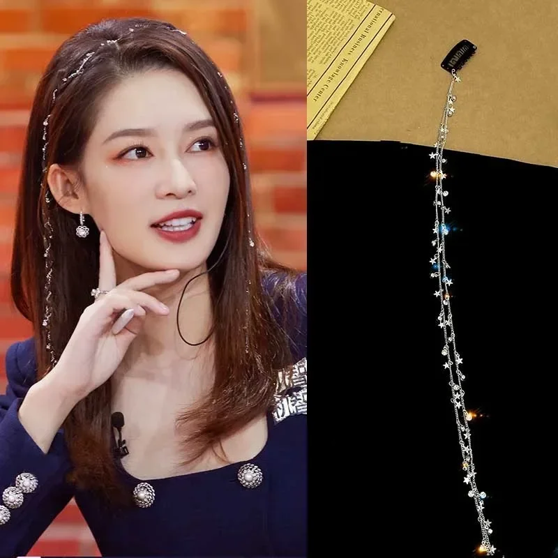 8 Catene Per Capelli Con Nappe Di Strass – Accessori Glitter Per Trecce E Code Di Cavallo – Colore Argento - 2