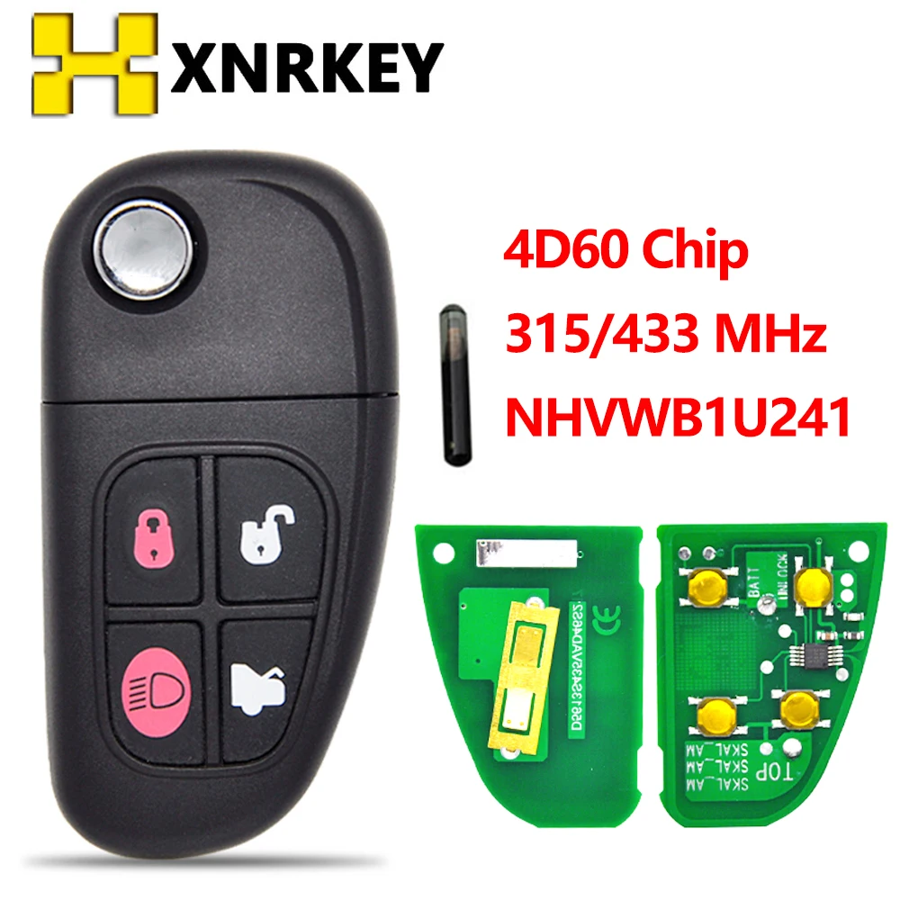 433 MHz 4D60 Chip di Vetro 4 Pulsanti Telecomando Chiave Dell'automobile Caso Per Jaguar X-Type S-Type XJ XJR XE FCC ID NHVWB1U241 con Cacciavite Portachiavi