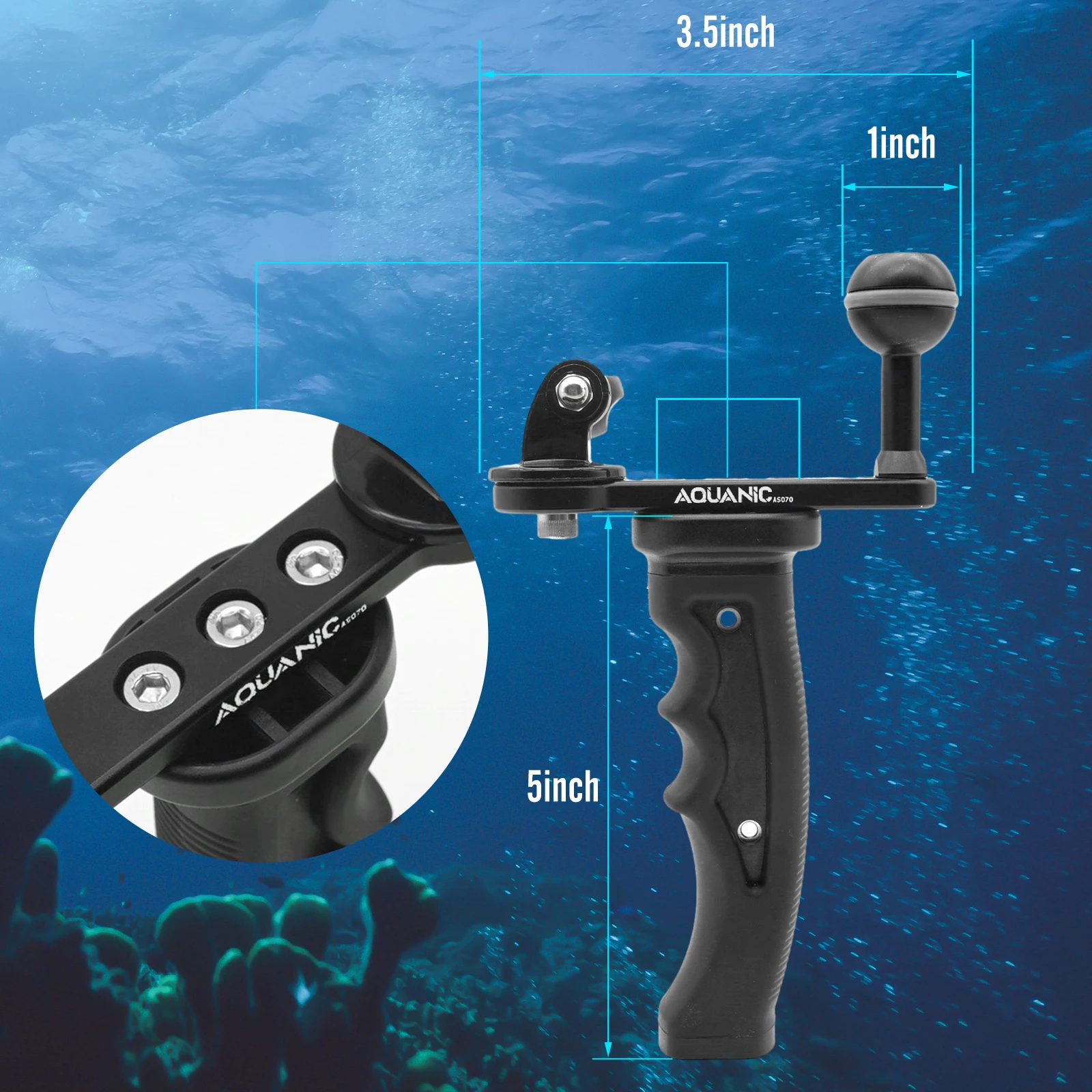 Aquanic Handheld Single ball head stand dive light stand Gopro accessories insta360 Ace pro Camera waterproof housing stand light stand photographic light stand photo tripod