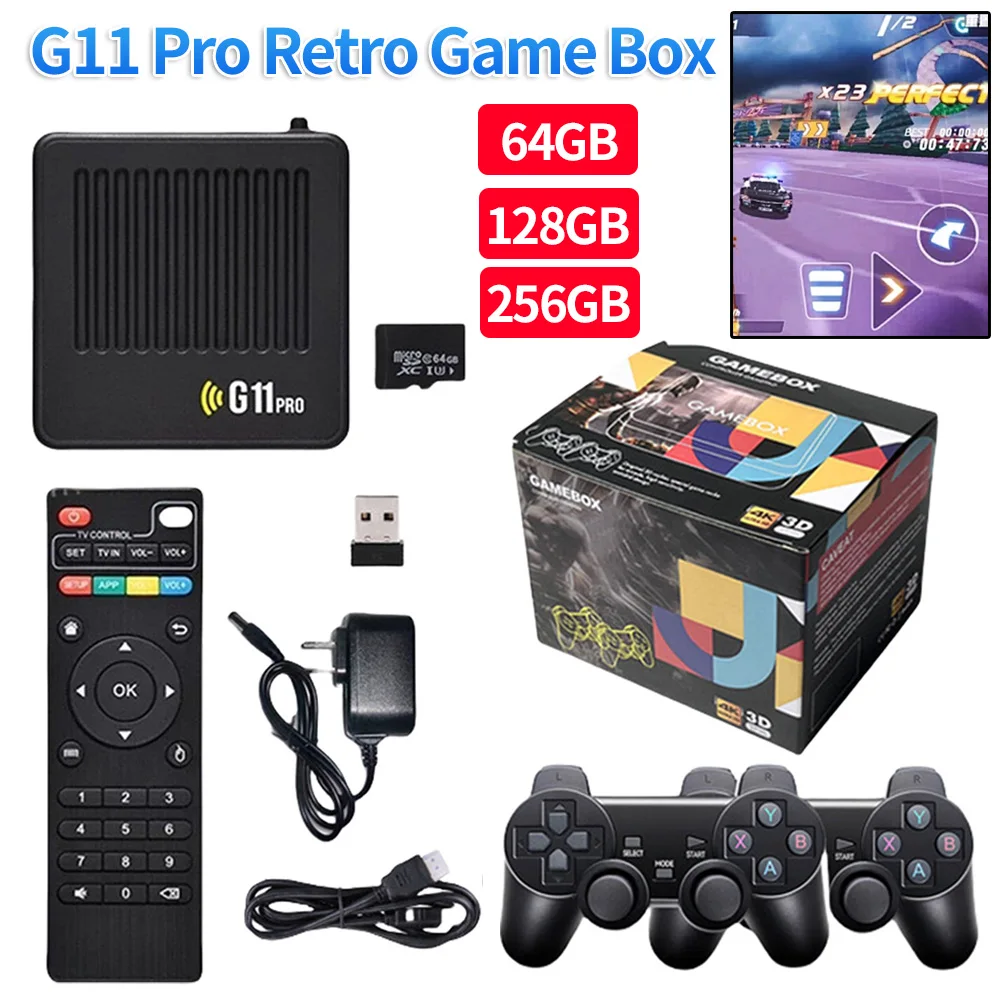 4K Android TV Game Box – M8 Mini, 64GB, Built-in 10,000+ Video Games, Wireless Gamepad