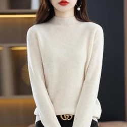Pure Wool Half-Neck Cashmere Sweater - Women's Casual Knit Top in 19 Autumn and Winter Colors - S (Mi ban gao)