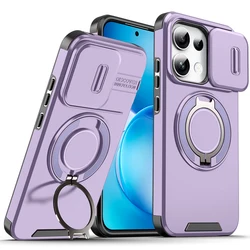 Enhanced Magnetic Dropproof Ring Stand Phone Case with PC + TPU Protection for OPPO Reno16 China (Purple)