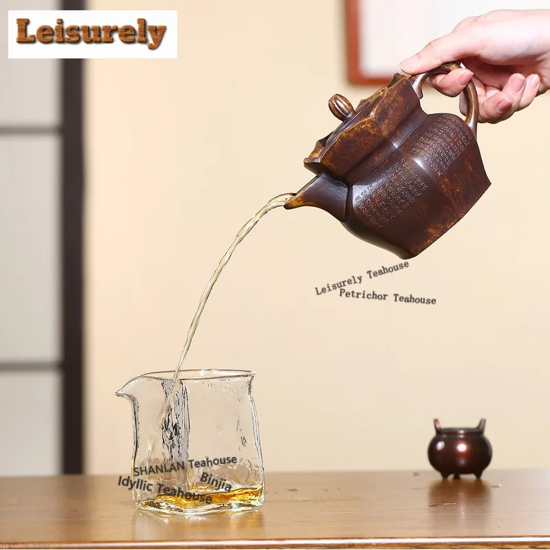 310ml Yixing Purple Clay Teapots Famous Master Handmade Monk Hat Pot Raw Ore Wood-fired Porcelain Mud Kettle Zisha Tea Set Gift