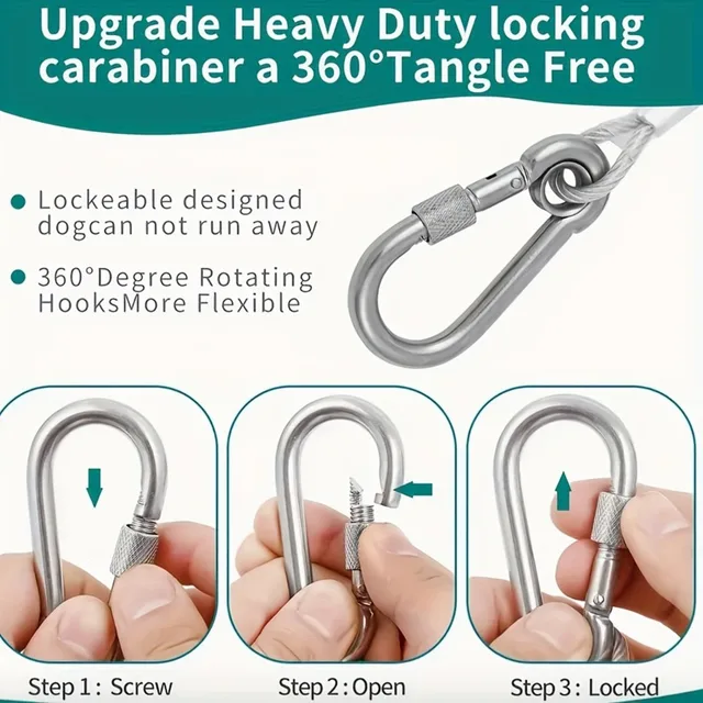 Dog Tie Out Cable Under 250LBS | Steel Wire Leash with Rotatable Buckle | Outdoor Camping Backyard Walking Chains | 6 Size 6
