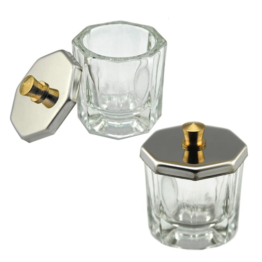 

2pcs Clear Dappen Dish Bowl Glass Nail Cups Glassware with Lid for Nail Salon Home