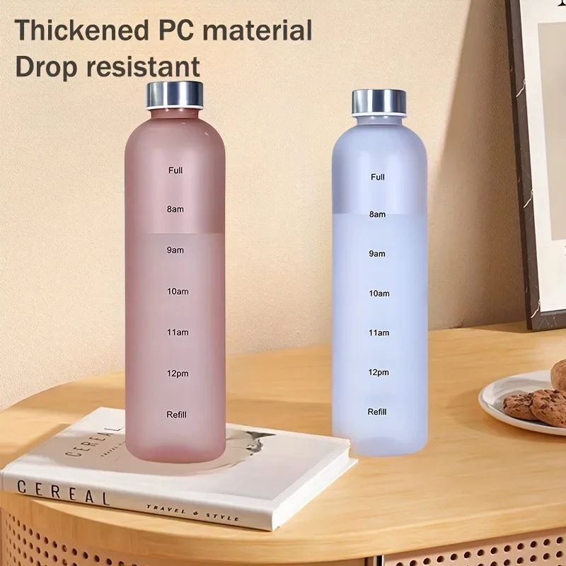 1000ml/33.82oz Portable Sports Water Cup Schedule Mark Solid Color Bottle GYM Camping Hiking School sports water bottle portable water bottle portable water jug sports water bag