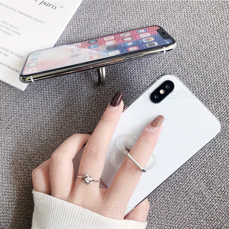 mobile stand for car Universal Mobile Phone Holder Stand Finger Ring For iPhone samsung Transparent phone holder Socket bracket for xiaomi huawei charging stand for phone