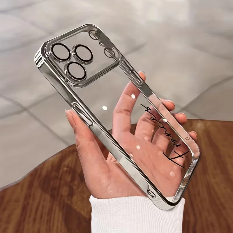 Personalized Customized Name Transparent TPU Luxury Plating Phone Case for