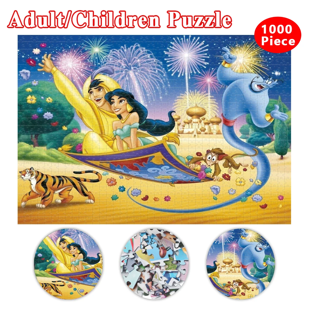 Aladdin Jigsaw Puzzle Disney Princess Jasmine Cardboard Puzzle 1000 Piece Puzzle for Adults Family Gifts Kid Educational Toys aladdin and princess jasmine puzzle disney cartoon series games and puzzles aladdin magic lamp toys hobbies fun game for adults