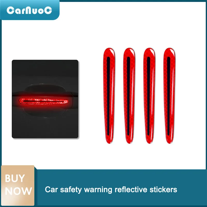 

4Pcs/Set Car Door Handle Reflective Stickers Universal Auto Door Handle Scratch Cover Guard Protective Film Safety