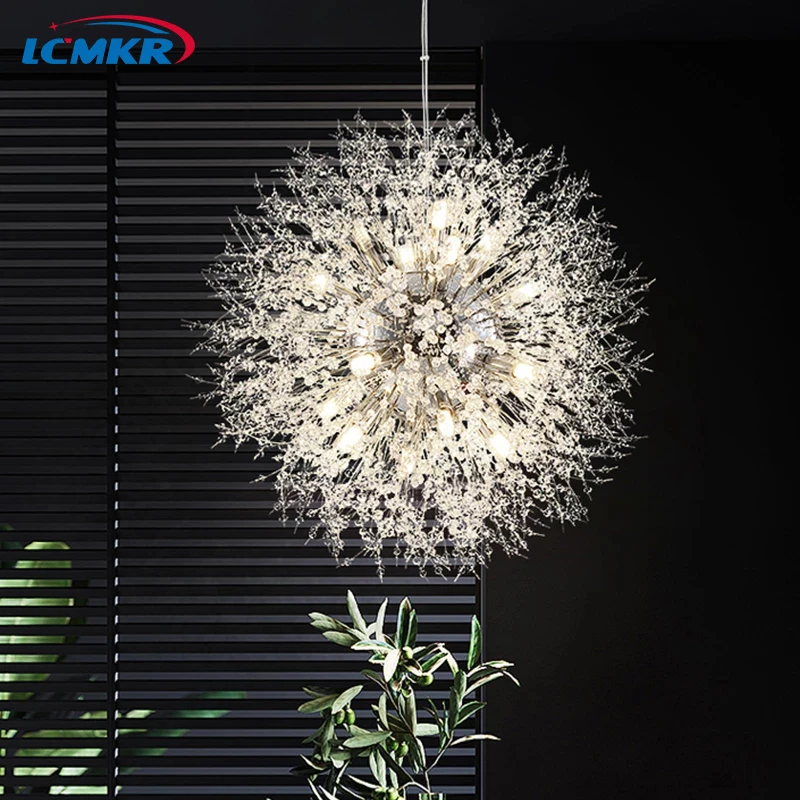 

Nordic Luxury Crystal Chandelier Golden/Silver Dandelion Pendant Lamps for Dining Room Living Room Bedroom Hanging Light Lustre