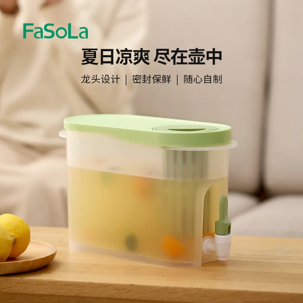 

Youpin Transparent Cold Kettle With Faucet Kitchen Fruit Drink Sealed Storage Box Temperature Range -20 120 Celsius 3.9L