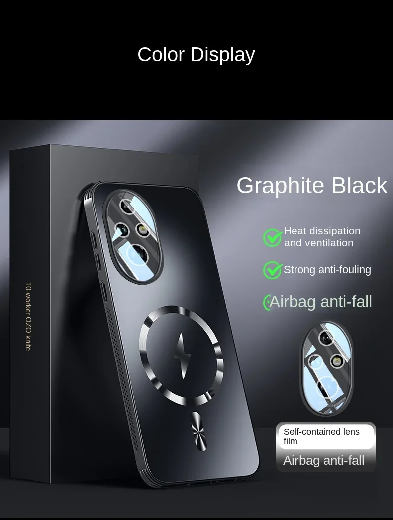 MagSafe-Compatible Shockproof Matte Case with Lens Protector