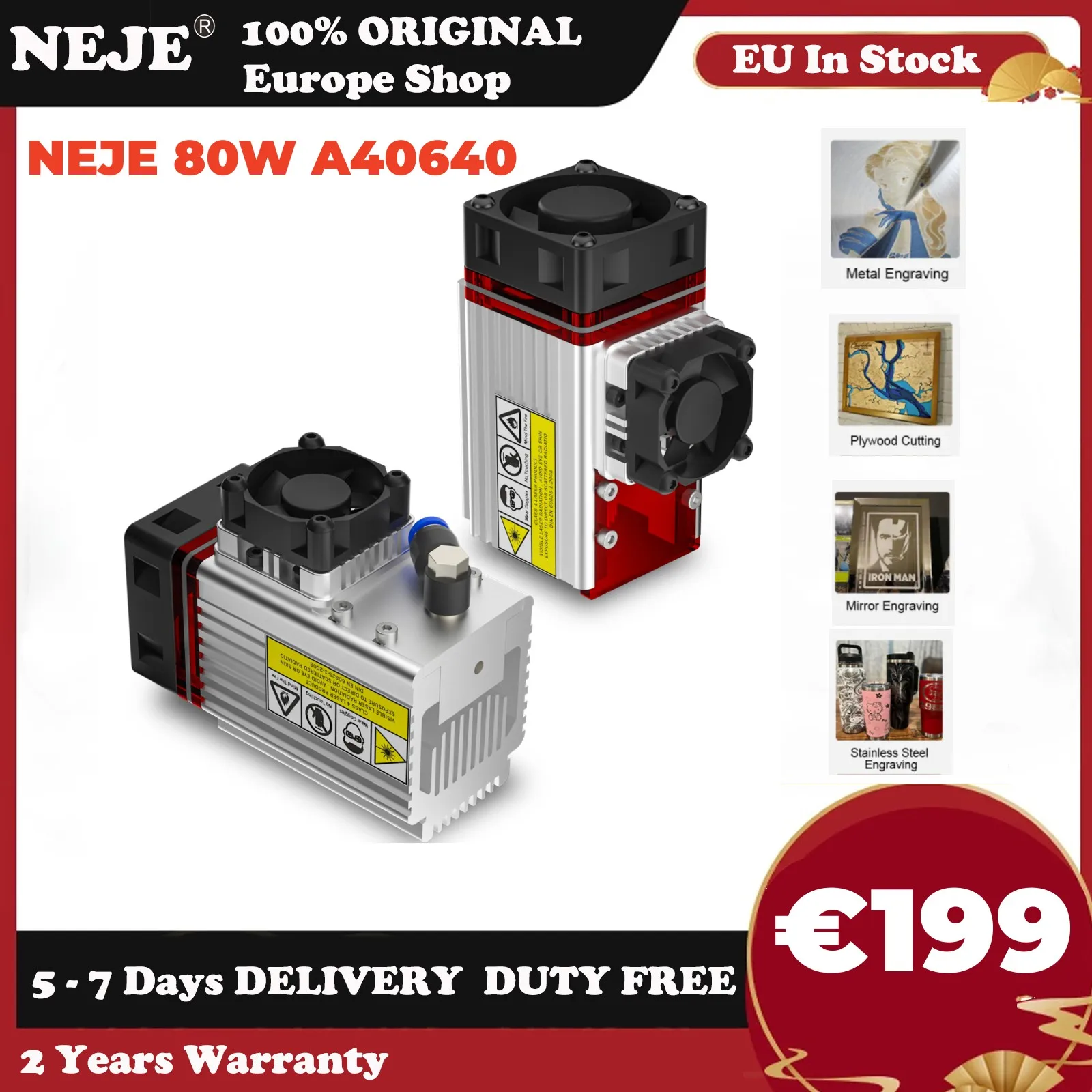 Neje 80W Modulo Laser Cnc A40640 Incisore Laser Cutter Router Head 450Nm Marcatura Del Legno Incisione Taglio Strumenti Più Intelligenti Assistenza Al